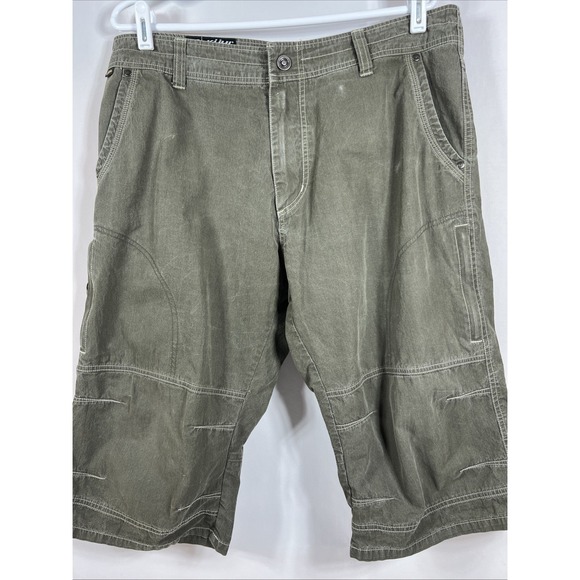 Kuhl Renegade Men's Olive Green Utility Cargo Hiking Trail Shorts Size 36 - Picture 2 of 16